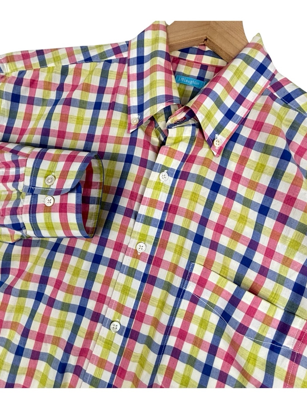 J McLaughlin Shirt Men Medium Colorful Checkered Long Sleeve Button Down